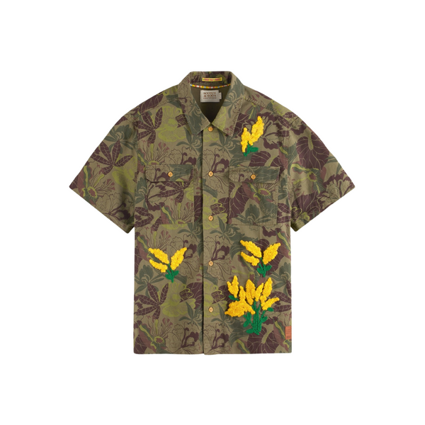 Embroidered printed twill shirt